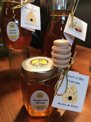 4 ounce honey jar for reception, shower or group favor gift with dipper