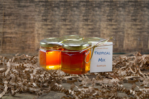 12 oz Tropical Mix Honey Sampler NEW PRODUCT 4 pk of 3 oz jars